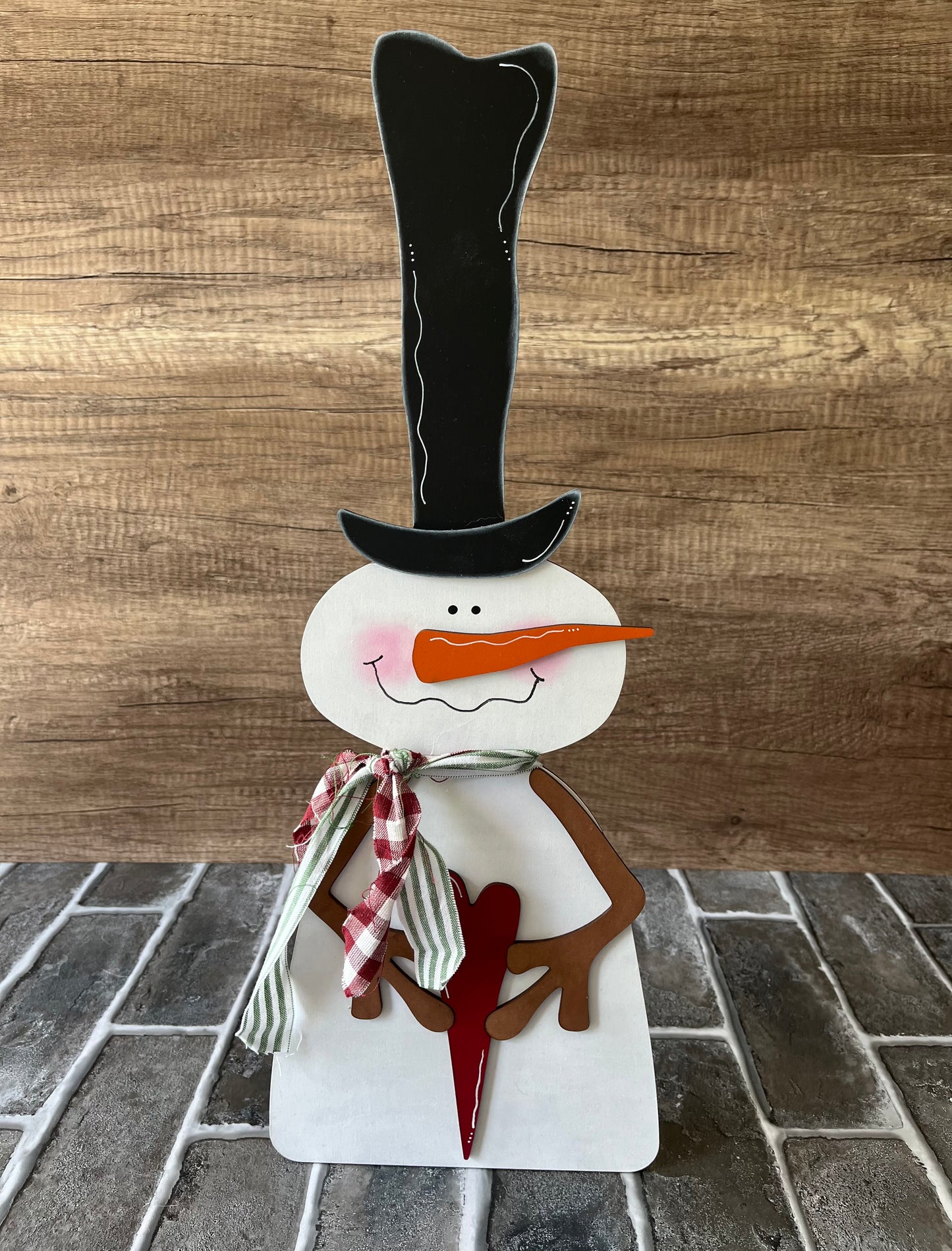 Primitive Snowman Tall Hat Shelf Sitter