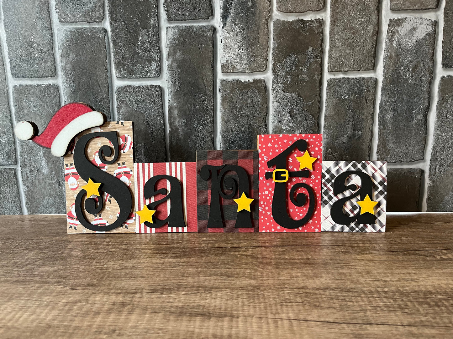 Santa Word Block Shelf Sitter
