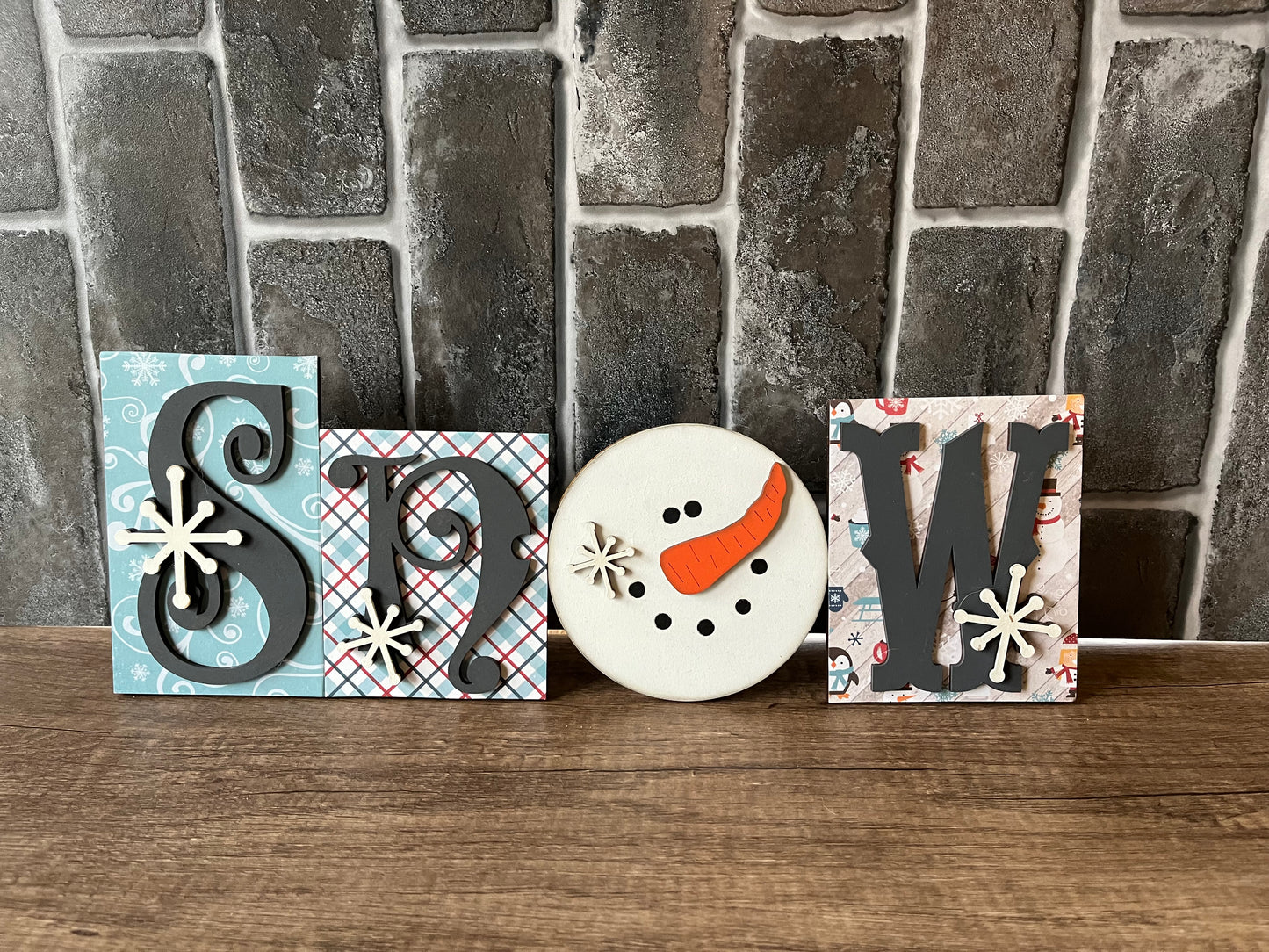 Snow Word Block Shelf Sitter