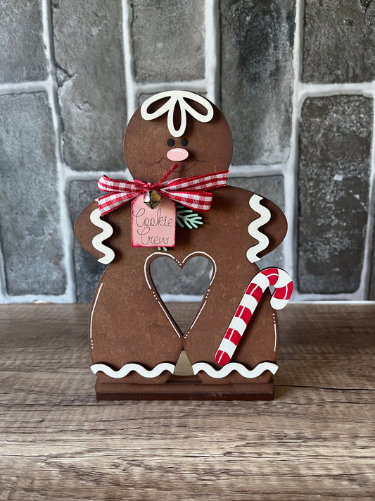 Candy cane Gingerbread Boy Votive Shelf Sitter