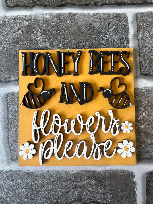 Honey Bees Flowers Please Ladder Tile