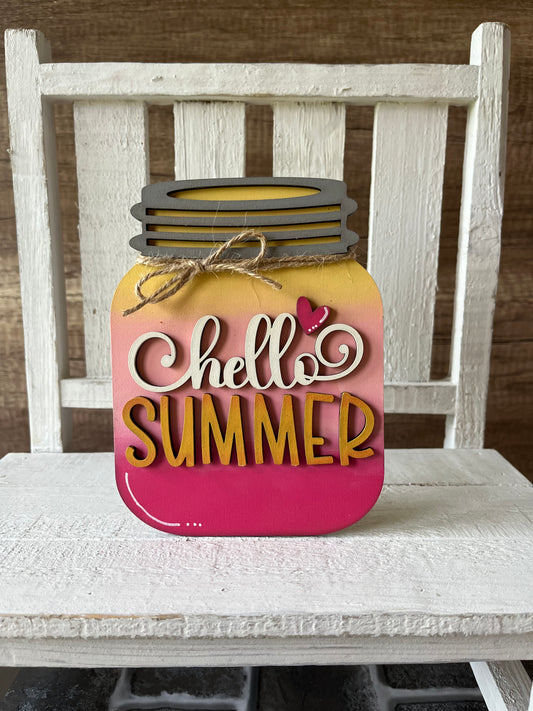 Hello Summer Mason Jar Tiered Tray