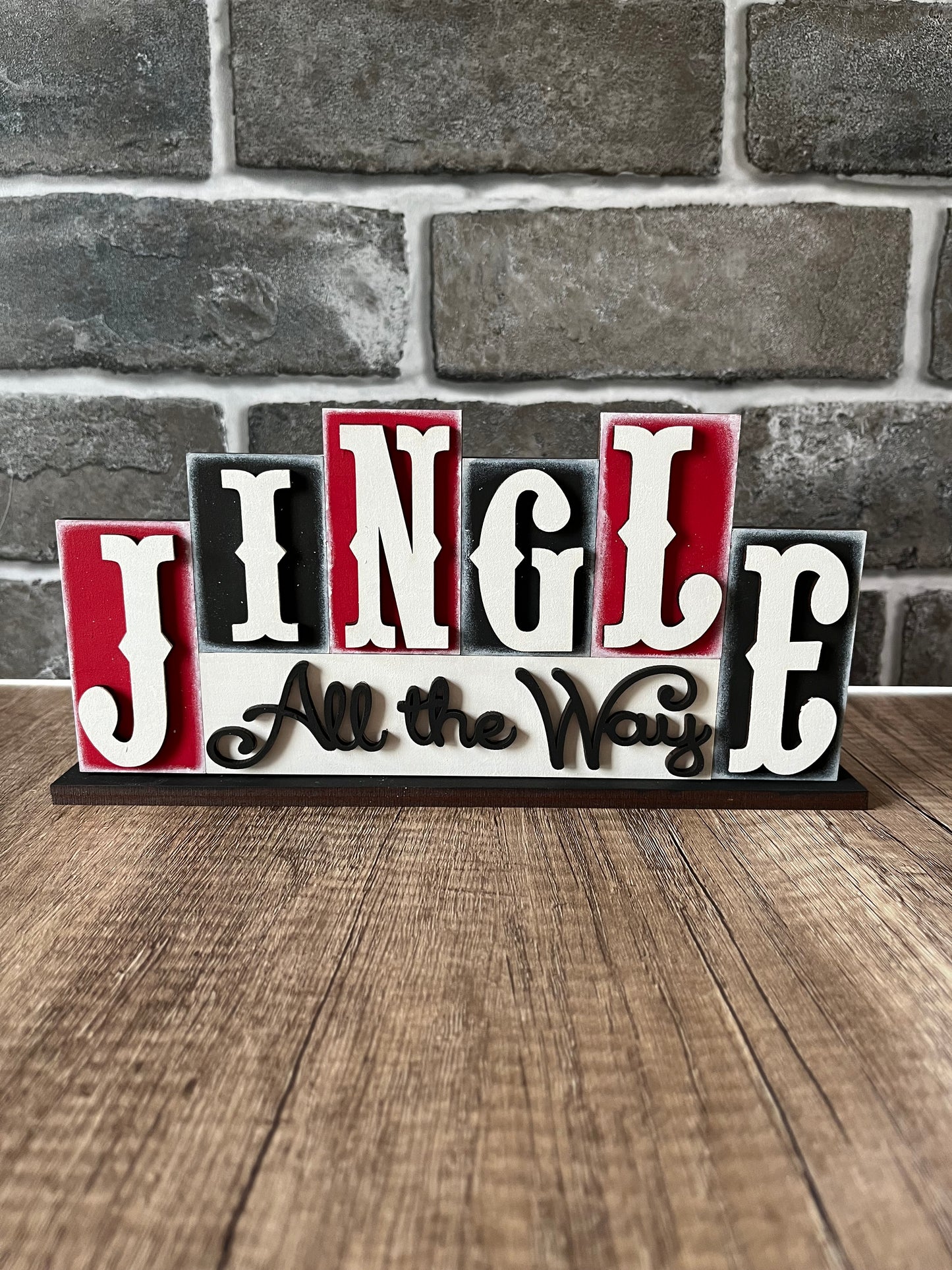 Jingle All Way Word Block Shelf Sitter