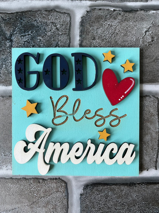 God Bless America Ladder Tile
