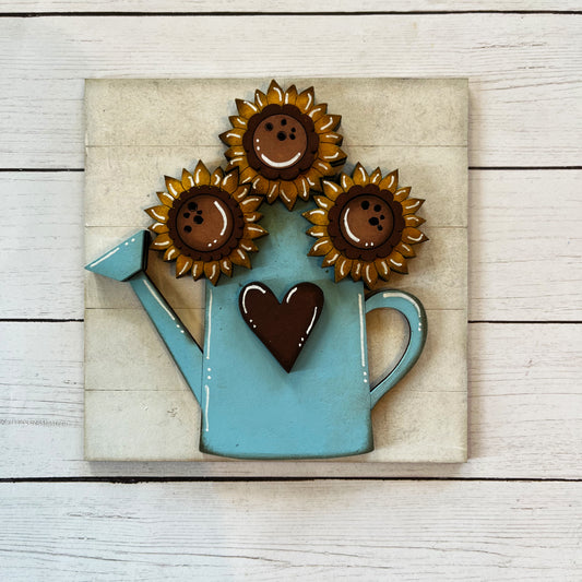 Sunflower Watering Can Ladder Tile