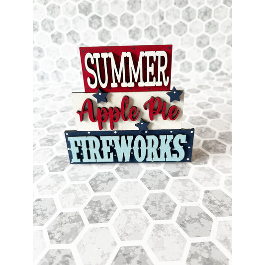 Patriotic Word Stacker Shelf Sitter