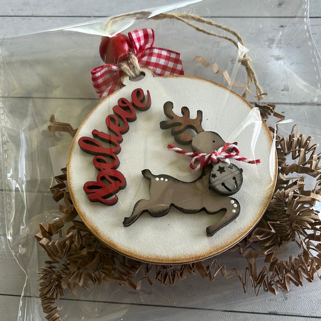 Believe Reindeer Ornament