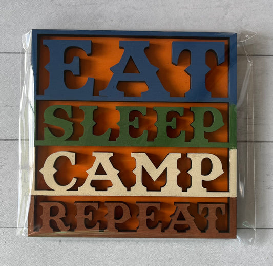 Eat Sleep Camp Ladder Tile