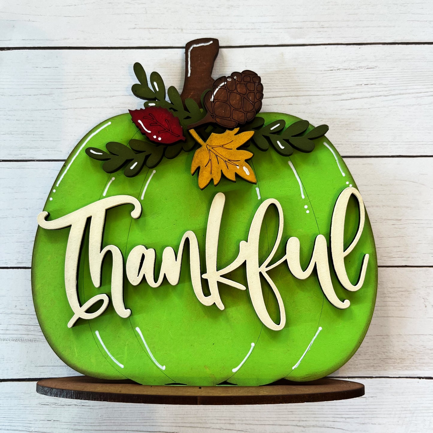 Green Thankful Shelf Sitter