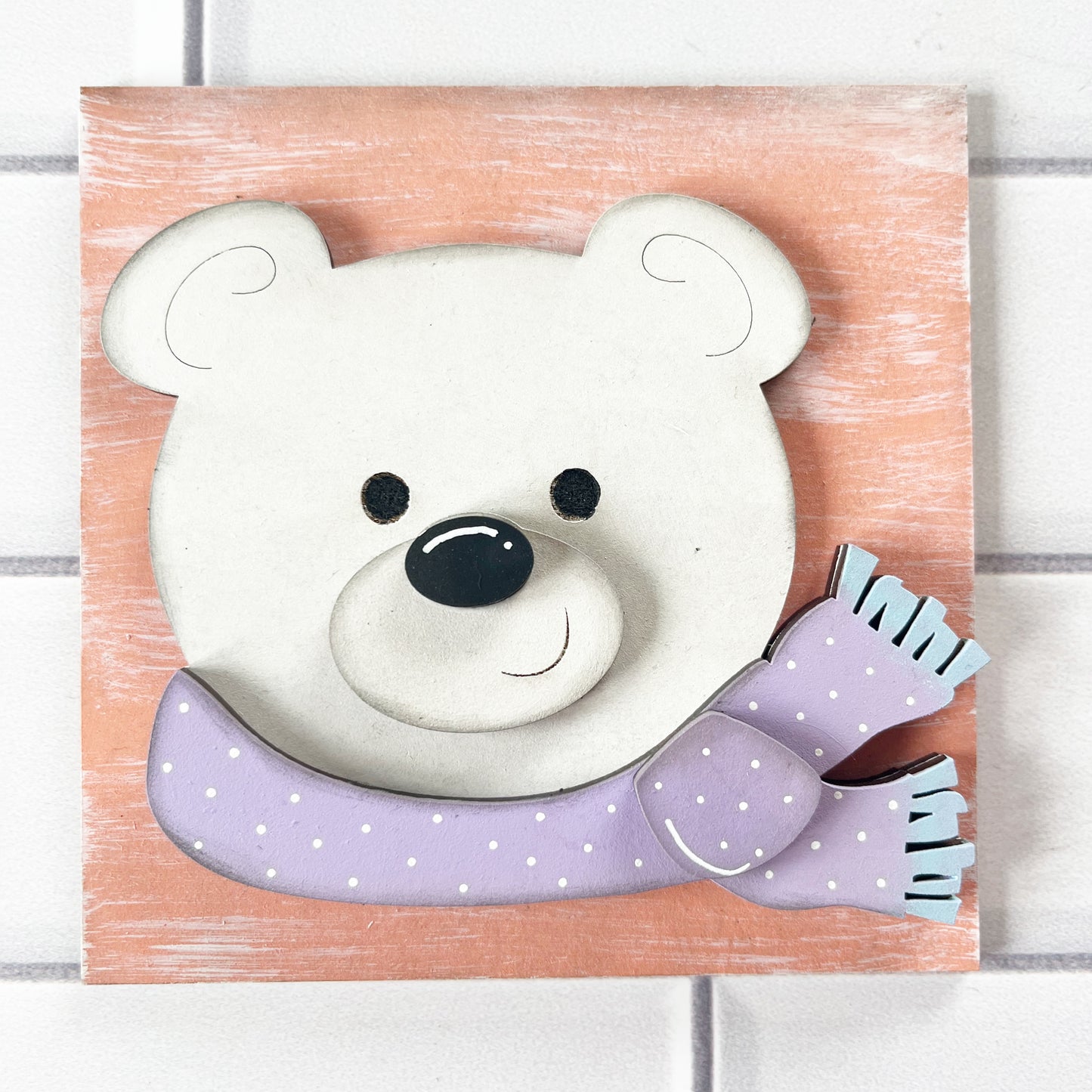 Bear Purple Scarf Ladder Tile