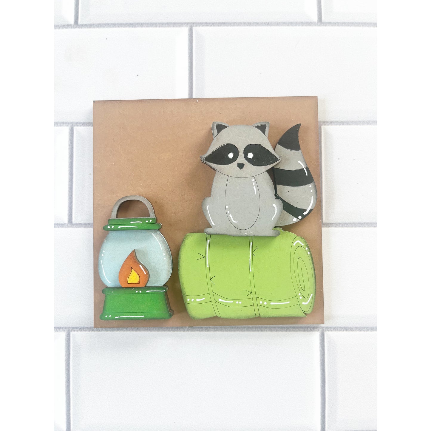 Lantern Raccoon Ladder Tile