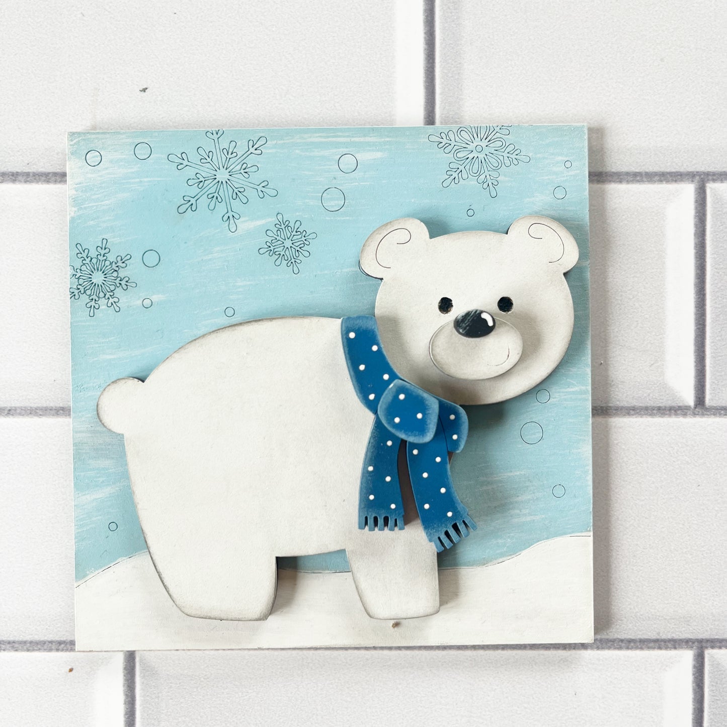 Bear Blue Scarf Ladder Tile