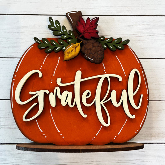 Grateful Pumpkin Shelf Sitter