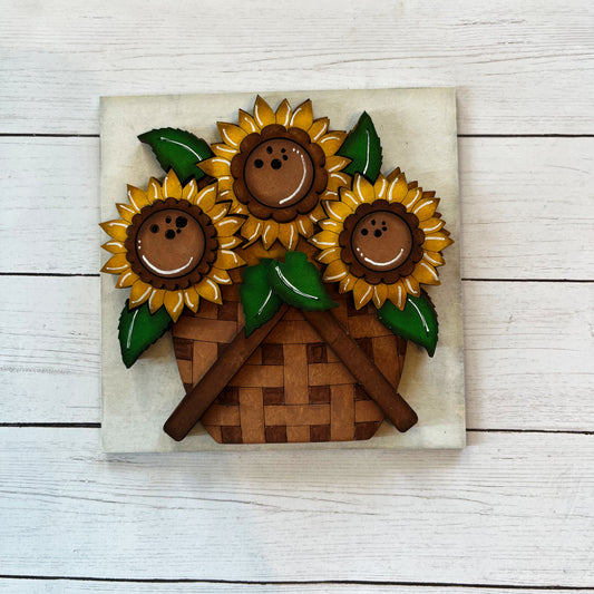 Sunflower Basket Ladder Tile