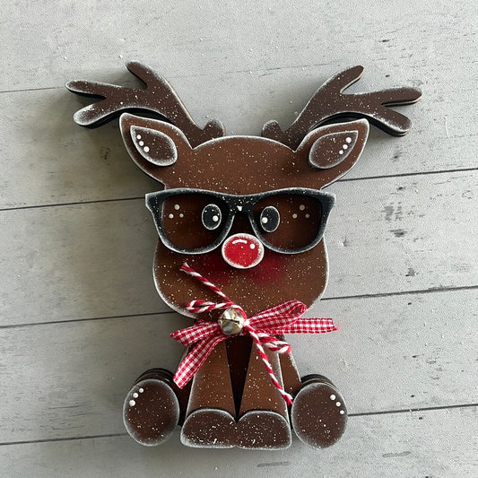 Chunky Nerdy Reindeer Shelf Sitter