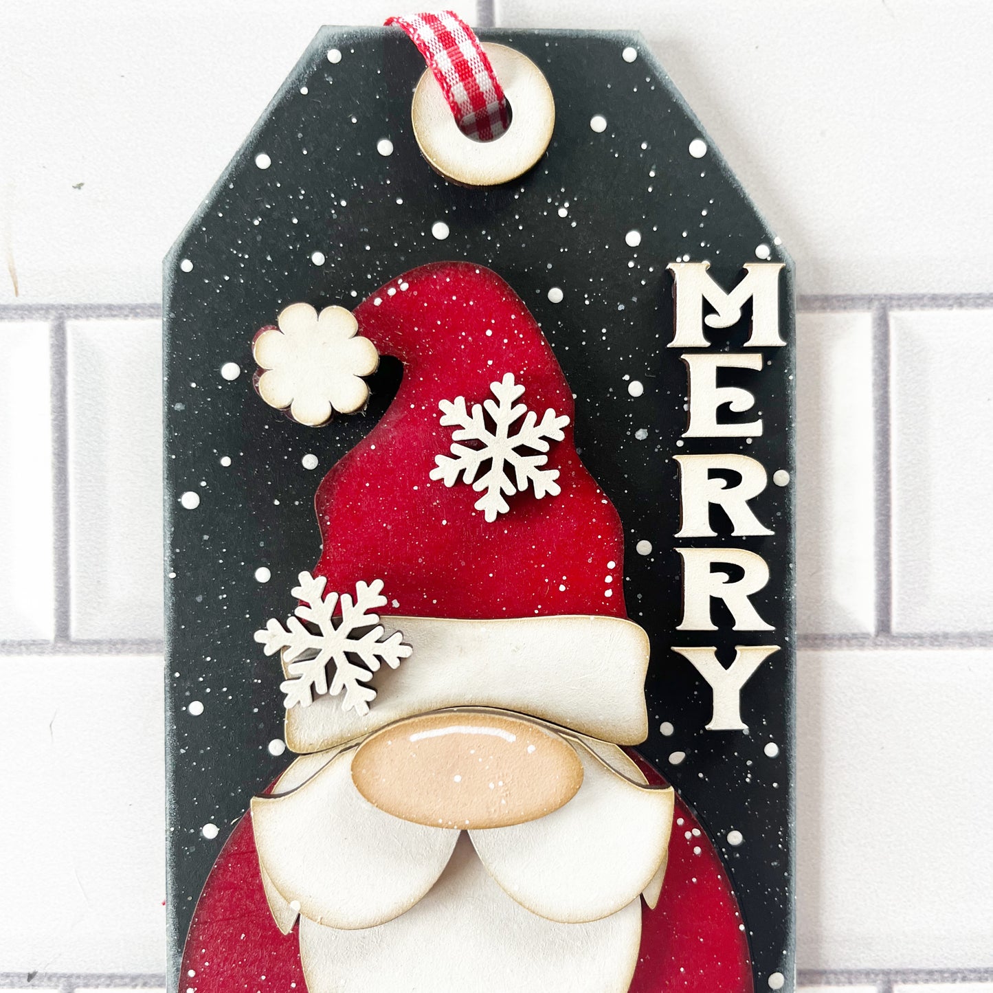 Santa Gnome Merry Ornament