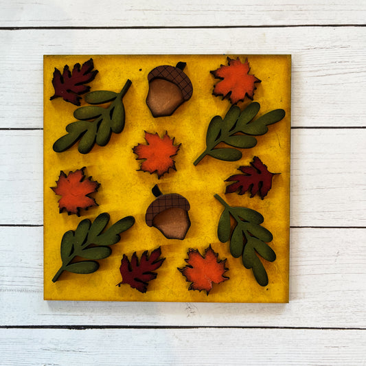 Fall Leaves Acorn Ladder Tile
