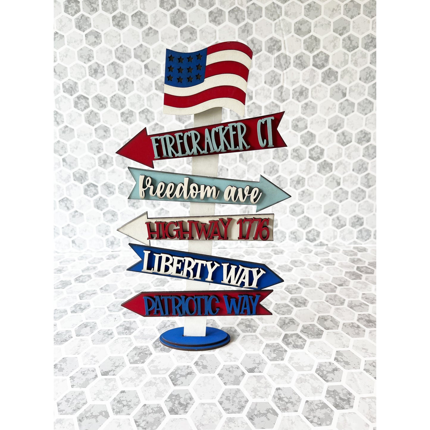 Patriotic Street Sign Shelf Sitter