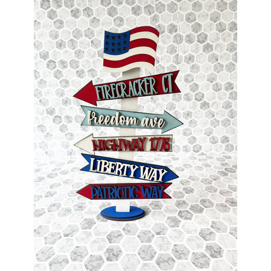 Patriotic Street Sign Shelf Sitter