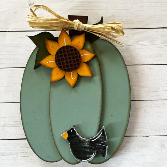 Blue Sunflower Pumpkin Shelf Sitter