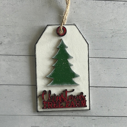 Christmas Tree Tag Tiered Tray