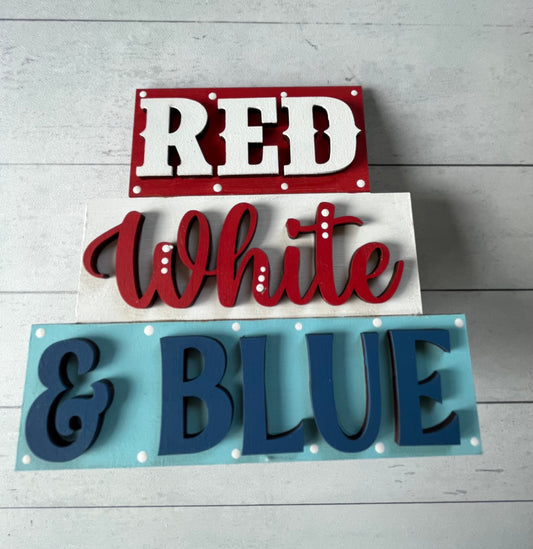 Red White Blue Shelf Sitter
